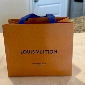 Louis Vuitton Orange Mini Shopping Bag with Blue Handles